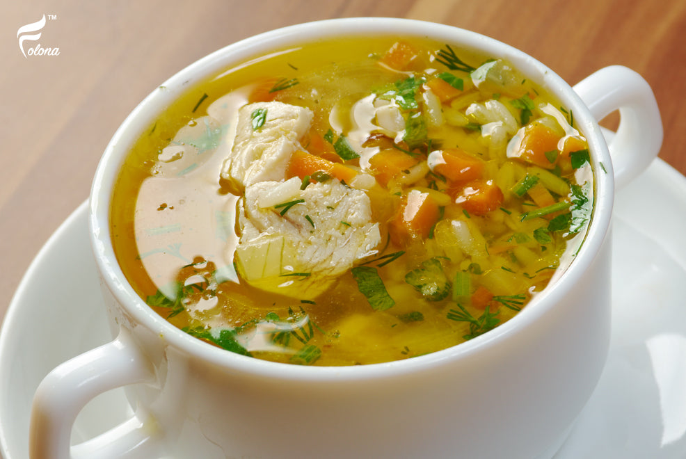 Roasted Garlic Chicken Bone Broth Soup